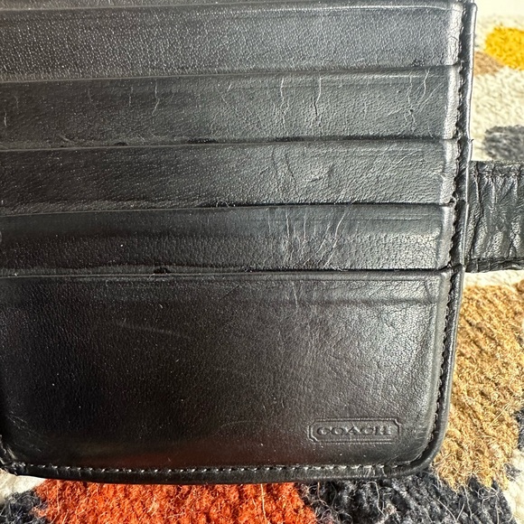 Vintage COACH Kiss Lock Black leather bifold wallet w/coin purse - Picture 6 of 13